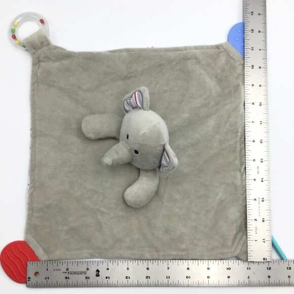 Modern Baby Gray Elephant Snuggle Blankie Security Blanket Lovey Teether Toy - Picture 6 of 8